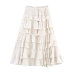 Summer European And American Style Laminated Decoration Midi Skirt Skirt - kinko