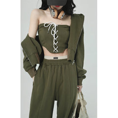 Women's Sports Casual Slimming Jacket Sweatpants Sweater Set