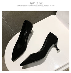 Single Mid-heel Suede Soft-soled High-heeled Shoes