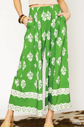 Umgee Floral Pleated Wide-Leg Pants - kinko