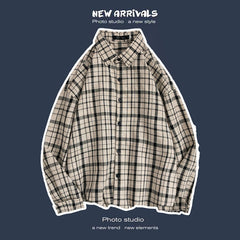Loose Fashion Personality Men's Retro Plaid Coat - kinko