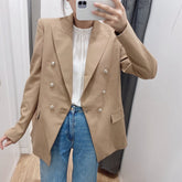 Simple Style Buttoned Casual Blazer Jacket Women - kinko