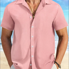 Plaid Colorblock Business Slim Fit Casual Shirt Short Sleeve Shirt - kinko