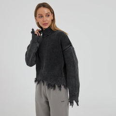 Ins Trend Street Snap Knitwear Autumn And Winter Solid Color Simple Top Women