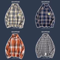 Loose Fashion Personality Men's Retro Plaid Coat - kinko