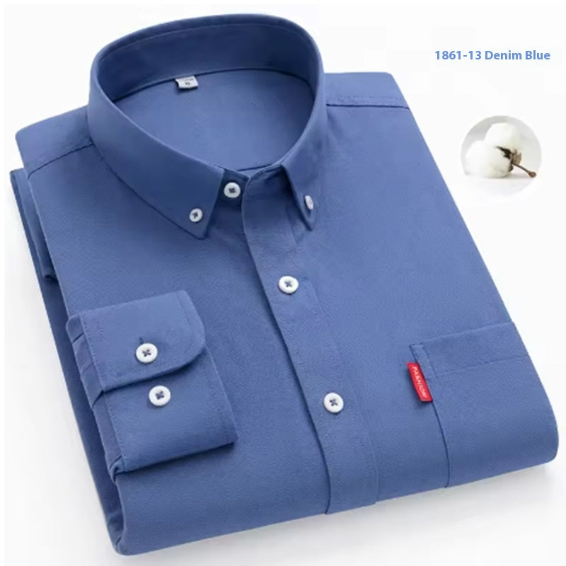 Pure Cotton Washed Oxford Woven Shirts Men - kinko