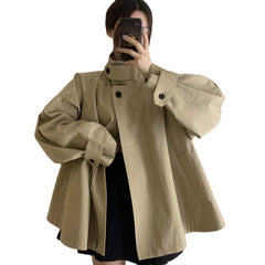 Fall Winter Stand Collar Skirt Elegant Trench Coat