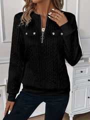 Short Women's Clothing With Zipper Sweater Long Sleeve - kinko