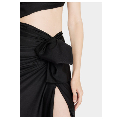 Women's Long Sleeved Hollow Slit Elastic Sloping Shoulder Dress - kinko