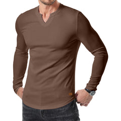 Fall Winter Men T-shirt Solid Color Casual Fashion Men's Long Sleeve