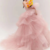Elegant Girl's Wedding Photography Dress Pink White - kinko