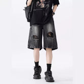 Washed Old Beautiful Ripped Denim Shorts - kinko