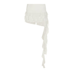 Low Waist All-match Ribbon Irregular Tulle Skirt - kinko