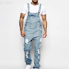 Fashion Men's Sling Denim Romper - kinko