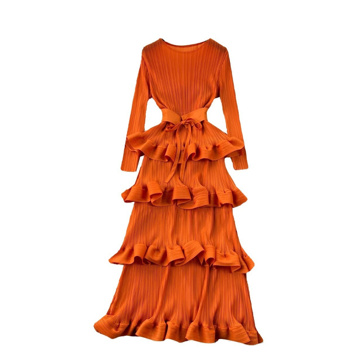 Cake Heavy Industry Pleated Slim Long Dress - kinko