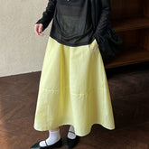 Yellow Skirt High Waist Slimming A- Line Skirt Loose Cover - kinko