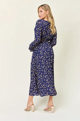 Double Take Full Size Tie Back Flounce Sleeve Dress - kinko