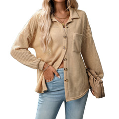 Loose Waffle Leisure Commute All-matching Shirt - kinko