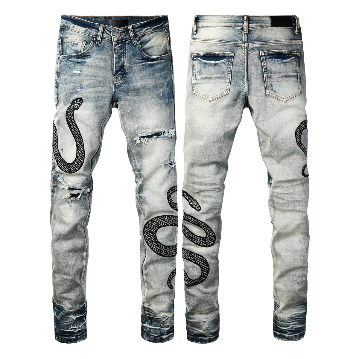 Street Fashion Wash Distressed Skinny Jeans - kinko
