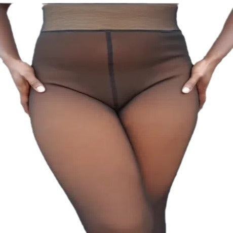 Women's Fall And Winter Outer Wear Plus Size Fake Transparent Black See-through Leggings - kinko