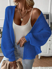 Batwing Sleeve Cardigan Solid Color Cardigan