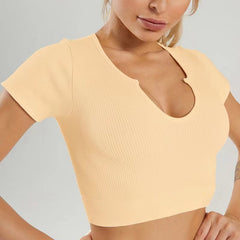 Seamless Knitted High Elastic Sports Underwear U Square Collar Yoga Suit - kinko