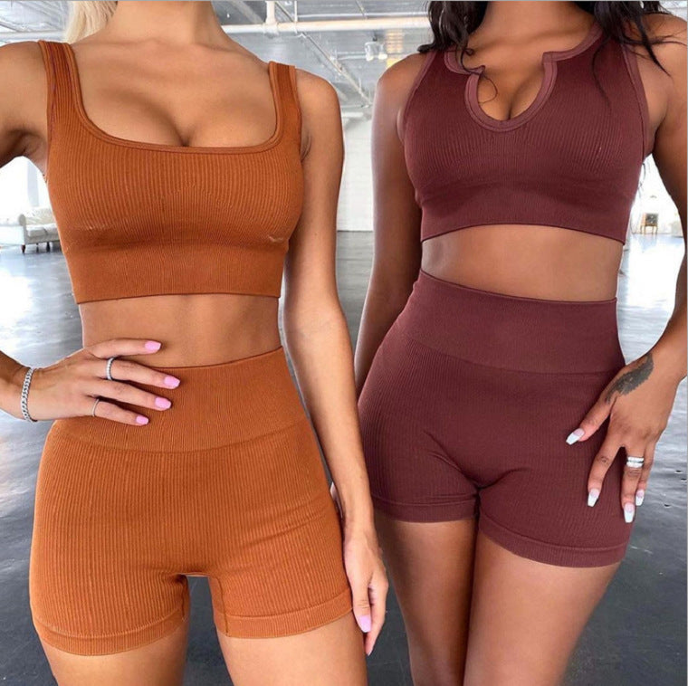 Seamless Knitted High Elastic Sports Underwear U Square Collar Yoga Suit - kinko