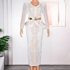 Women's Luxury Rhinestone Beaded V-neck Formal Dress - kinko