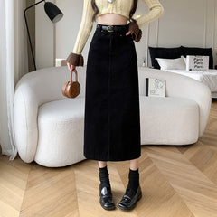 Skirt Retro High Waist A- Line Sheath Straight Skirt - kinko