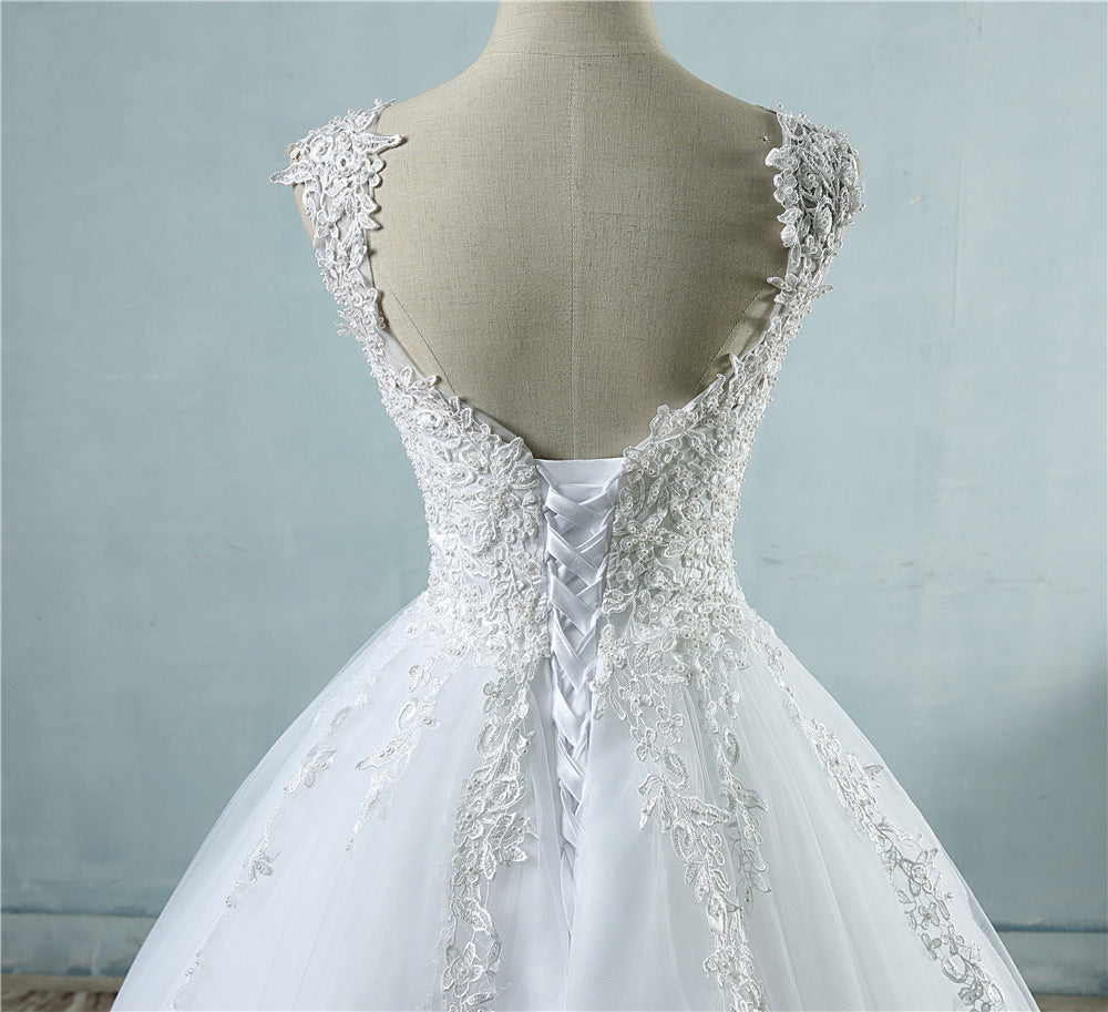 High Waist Wedding Dress With Deep V-neck - kinko