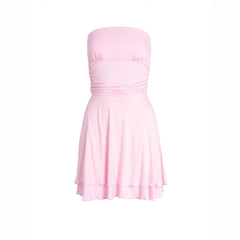 Y2K Tube-top Short Dress Summer Sexy Pleated Tight Dresses For Womens Clothing - kinko