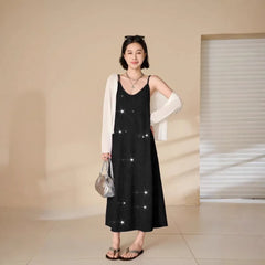 Design Sequin Pleated Temperament Camisole Dress - kinko