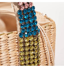 Pearls Beach Bag Women 2020 Summer New Elegant Woven Beaded Straw Bag Female Bohemia Knitted Large Tote Handbag Vacation Casual