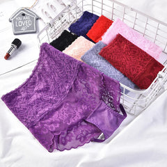 Women's underwear sexy lace high waist elastic female panties antibacterial transparent high quality ladies lingerie