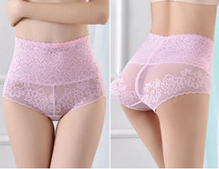 Women's underwear sexy lace high waist elastic female panties antibacterial transparent high quality ladies lingerie