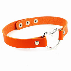 Punk Women Ladies Accessories Goth Japanese Harajuku Kawaii Lolita Jewelry PU Leather Collar Heart Necklace Bdsm Body Harness