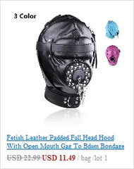 Exotic Accessories of Gay Men Leather Tank harness Bdsm Open Mouth Bondage Hood Mask with Braid Tail for Fetish Cosplay Sex Toys