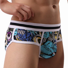 Men Underwear Sexy Low Waist U Convex Bulge Pouch Briefs Printed Male Panties Breathable Comfortable Soft Underpants