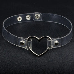 Punk Women Ladies Accessories Goth Japanese Harajuku Kawaii Lolita Jewelry PU Leather Collar Heart Necklace Bdsm Body Harness