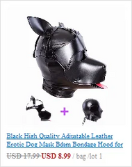 Exotic Accessories of Gay Men Leather Tank harness Bdsm Open Mouth Bondage Hood Mask with Braid Tail for Fetish Cosplay Sex Toys