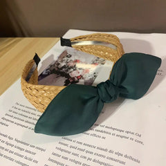 Raffia Straw Women Beach Hairbands Headbands Lovely Ribbits Ears Outdoor Hair Accessories Scrunchies Straw Head Wear Hair Hoops