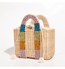 Pearls Beach Bag Women 2020 Summer New Elegant Woven Beaded Straw Bag Female Bohemia Knitted Large Tote Handbag Vacation Casual