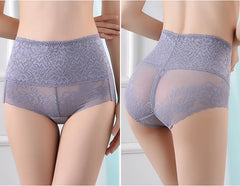 Women's underwear sexy lace high waist elastic female panties antibacterial transparent high quality ladies lingerie