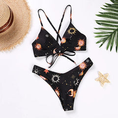 WackDaria Women Bikini Set 2020 Swimsuit Women Starry Sky Moon Flower Fashion Brazilian Bathing Suit Swimwear Lady Summer Hot