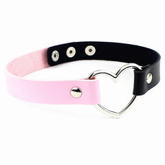 Punk Women Ladies Accessories Goth Japanese Harajuku Kawaii Lolita Jewelry PU Leather Collar Heart Necklace Bdsm Body Harness
