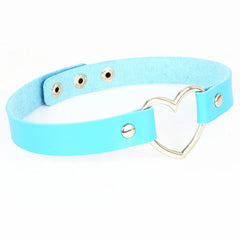 Punk Women Ladies Accessories Goth Japanese Harajuku Kawaii Lolita Jewelry PU Leather Collar Heart Necklace Bdsm Body Harness