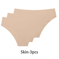 3 Pcs Seamless Panties for Women Breathable Low Waist Sexy Underwear Solid Silk Panties Brief Female Lingerie