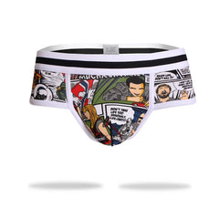 Men Underwear Sexy Low Waist U Convex Bulge Pouch Briefs Printed Male Panties Breathable Comfortable Soft Underpants