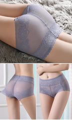 Women's underwear sexy lace high waist elastic female panties antibacterial transparent high quality ladies lingerie