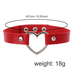 Punk Women Ladies Accessories Goth Japanese Harajuku Kawaii Lolita Jewelry PU Leather Collar Heart Necklace Bdsm Body Harness